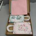 24 Pcs Tea Party Gift Bags with Tissue Paper Floral Teapot Goodie Treat Bags with Handles Tea Party Decorations for Wedding Baby Shower Birthday Favors Supplies, Pink and Green
