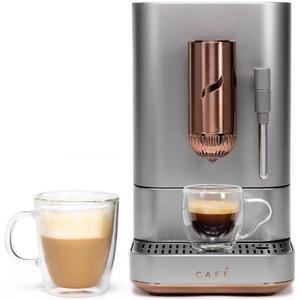 Caf Affetto Automatic Espresso Machine + Milk Frother | Built-In & Adjustable Espresso Bean Grinder | One-Touch Brew in 90 Seconds | Steel Silver, 1.2 Liter, (C7CEBBS2RS3)