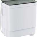 Portable Washing Machine Twin Tub 18.7 Lbs Capacity, (14.3 Lbs) and Spinner(4.4 Lbs) Combo Compact Laundry Washer for Home, Apartment, Camping, RVs and Dorms, Black/White
