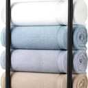 Towel Racks for Bathroom, Bathroom Towel Rack Wall Mounted with Metal Shelf and 3 Hooks for Small Bathroom, Black