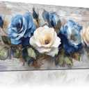 MEICEN88 Floral Wall Art, Large Canvas Wall Art,Vintage Wall Decor, Flower Pictures Wall Decor, Blue Canvas Art Prints, abstract Paintings For Bedroom Living Room Decoration Aesthetic Room Decor, 40"L x 20"W