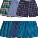 Fruit of the Loom Men's Tag Free Woven Boxer Shorts, Relaxed Fit, Moisture Wicking (8 Pack, Blue, L)