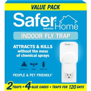 Safer Home Indoor Plug-in Fly Trap - SH502-2R4SR - Effective Fruit Fly Traps for Indoors, Gnat Traps for House Indoor, 400 Sq Ft Protection - Style: 2 Devices + 4 Glue Cards