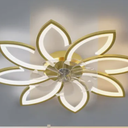 Bella Depot 35" Bladeless Flower Ceiling Fan Low Profile Flush Mount Ceiling Fan with Lights and Remote Dimmable 3 Color 6 Speeds for Bedroom Girls (Gold)