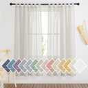 NICETOWN Semi Sheer Linen Curtains 72 inch Length 2 Panels, Tab Top Faux Flax Sheer Curtain Drapes Privacy with Light Filtering for Kids Room/Farmhouse, Natural, W52 x L72