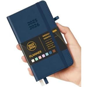 Forvencer Pocket Planner 2025-2026, Weekly & Monthly Planners with Tabs for Purse 3.5" x 6", 12 Months (July 2025 - June 2026), Small Daily Academic Calendar with Elastic Band, Hardcover Agenda, for Women, Teacher