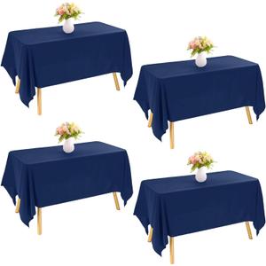 4 Pack Rectangle Tablecloth for 6 Foot Tables Washable Polyester Table Cover for Wedding Dining Table Parties Banquet70x120 Navy Blue (70inch x 120inch)