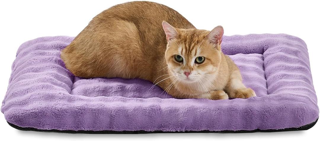 Pet Bed Mat Crate Pad for Cats Small Dogs, Washable Soft Pet Sleeping Mat Kennel Pad with 3D Bubble Pattern, Dusty Purple, 24"x 18"