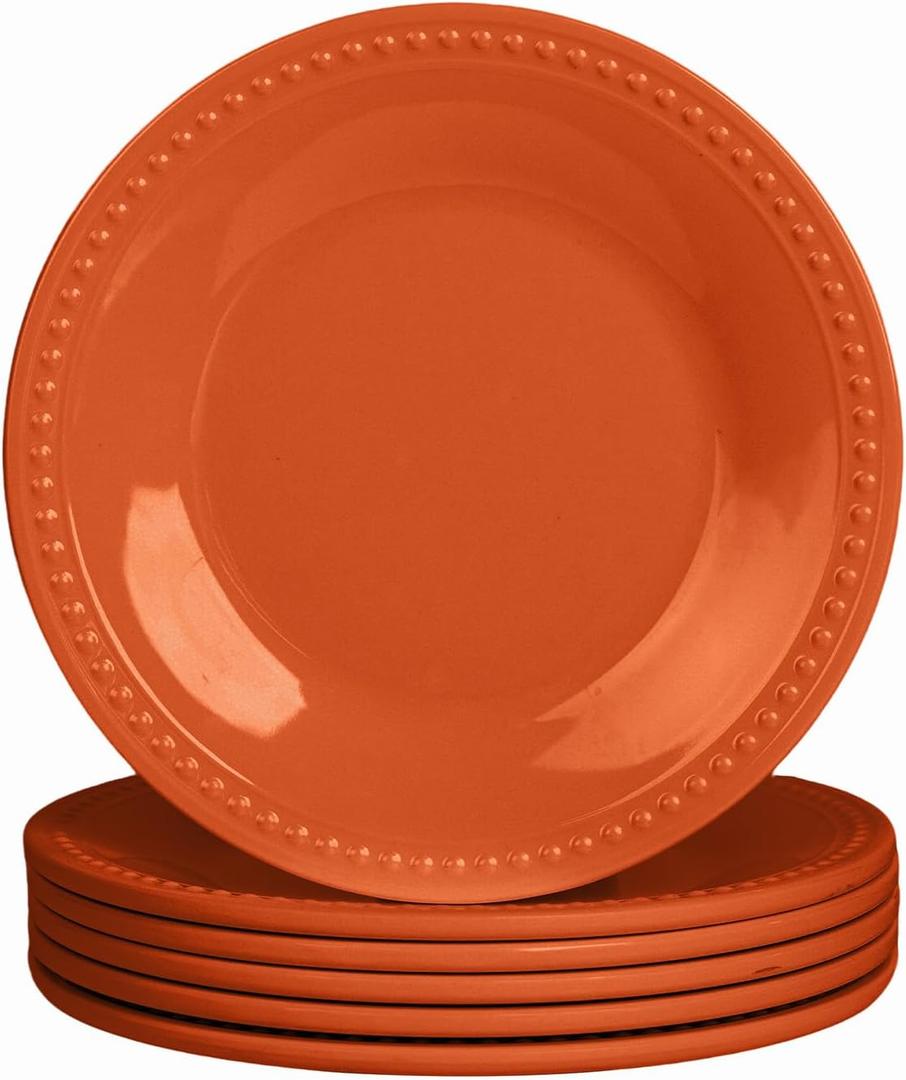 Melamine Beaded Dinner Plate Set of 6, 11inch, Fall, BPA Free, Platter, Serving Dishes, Chip & Break Resistant, Lightweight, Durable, Great for Dining, BBQs, Picnics, Weddings & Everyday Meals