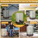 Tire Storage CoverHeavy Duty 420D Tire Stack Cover Waterproof Outdoor Indoor,Universal Large Tire Covers for Storage with Waterproof Zipper,Air Vent (Beige and Brown,Holding 4 Tires Within 32 Inch)