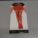 Dreamgirl Women's Lace Top Fishnet Thigh High Hosiery, Red, One Size Queen