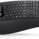 Perixx Periduo-605, Wireless Ergonomic Split Keyboard and Vertical Mouse Combo, Adjustable Palm Rest and Membrane Low Profile Keys, Black, US English Layout (11633)
