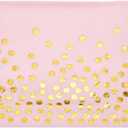 200 Pink Party Supplies - Disposable Dinnerware Set Serves 25, Gold Dots on Pink Paper Plates, Cups & Napkins, Wooden Knives, Spoons & Forks for Baby Shower, Wedding or Bridal Shower (w045)