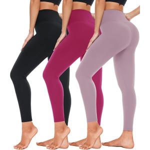 3 Pack High Waisted Leggings for Women- Full Length Capri Black Buttery Soft Tummy Control Yoga Pants for Workout Athletic