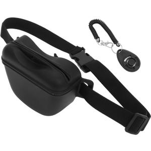 1set Outdoor Dog Treat Training Bag Portable Pet Food Pouch Lightweight Snack Holder for Dog Training Includes Clicker for Outdoor Adventures (Black)