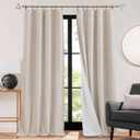 RYB HOME 3 in 1 Soundproof - Blackout - Insulation Linen Curtains, Noise Reduce Energy Saving Curtains for Bedroom Living Room Dorm Divider Studio Home Office, Linen Taupe, W52 x L95 in, 2 Panels