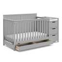 Graco Hadley 5-in-1 Convertible Crib & Changer (Pebble Gray)  GREENGUARD Gold Certified, Fits Standard Crib Mattress, Converts to Toddler Bed and Full Bed, 4 Adjustable Mattress Heights