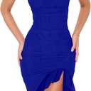 BORIFLORS Women's Sexy Ruched Bodycon Midi Dresses Square Neck Sleeveless Ruffle Hem Club Party Tank Dress (Medium, Royal Blue)