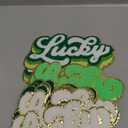 Chuangdi 12 Pcs Lucky Chenille St. Patrick's Day Iron on Patches Bulk 7.8 Inch Green White Self Adhesive Sew on Chenille Letter Irish Festival Embroidered Applique Patches for Clothing DIY Crafts