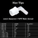 Hose Barb Fitting Elbow 1/2" Hose Barb x 1/4 Male NPT Barbed Adapter for Fuel Gas Liquid Air (Pack of 5)
