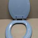 Blue Elongated Toilet Seat Natural Wood Toilet Seat with Zinc Alloy Hinges, Easy to Install also Easy to Clean, Scratch Resistant Toilet Seat by Angol Shiold (Elongated, Blue)