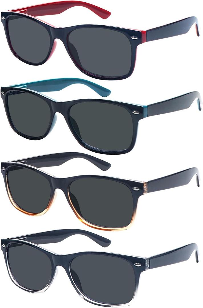 4 Pack Classic Reading Sunglasses for Women Men Spring Hinge, Outdoor Sun Readers Glasses with UV400 Protection