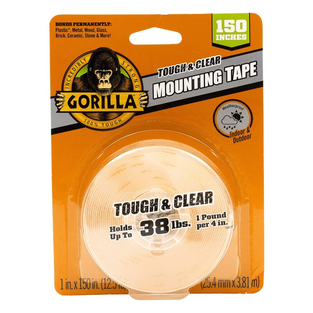 Gorilla Tough & Clear Double Sided Mounting Tape, Clear Tape, 1" x 150" (Pack of 1) - Weatherproof for Indoor or Outdoor (1 - Pack)