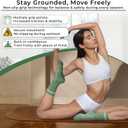 2 x Pilates, Yoga Socks with Non Slip Grips for Women, Crew Grip Sock for Barre Shoes, Pilates Outfit Pack of 4 (Green)