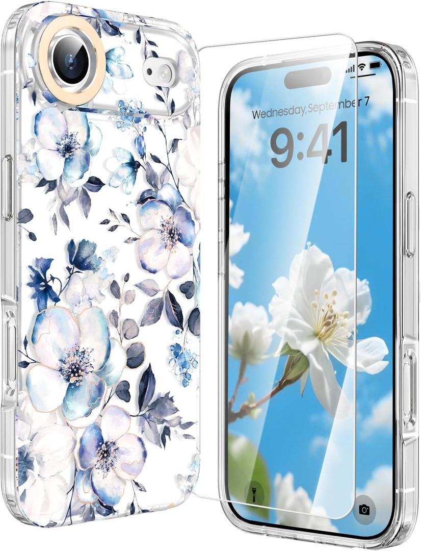 MILPROX Compatible with iPhone Air Case Floral - Flowers Girly Design for Women Girls - Clear Elegant Pretty Aesthetic Classy Retro Phone Cover for iPhone 17 Air 6.5'' - Blossom