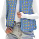 Womens Sherpa Vest Sleeveless Plaid Zip Up High Neck Warm Fleece Gilet Outerwear Crop Jackets with Pockets (Medium, Blue)