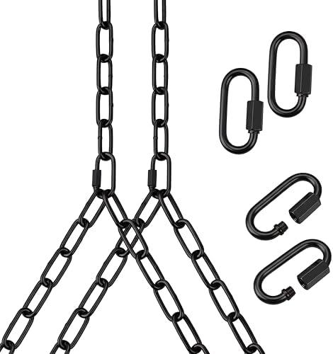 Otoolling Heavy Duty Porch Swing Hanging Chain Kit (2 Pack) 1500 Lbs Capacity, Up to 7.1ft Length- Rustproof Zinc-Plated, 4 Quick Links & 2 Y-Chain Assemblies, Indoor/Outdoor Hanging Hardware(Black)