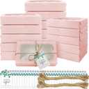 40 Pack Cookie Boxes with Clear Window, 7 x 4 3/8 x 1 Inch Small Pink Kraft Candy Boxes Premium Pastry Boxes with Tags Ropes for Cookie Packaging, Dessert, Donuts, Pie, Cupcakes, Parties