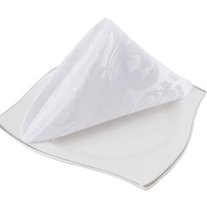 EHouseHome Damask Jacquard Cloth Napkins Waterproof Spillproof Polyester Fabric Napkins,White,Set of 4, 17 x 17 Inch