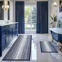 BSICPRO Bathroom Rugs and Mats Sets, 2 Piece Thick Absorbent Chenille Bath Mat Rug Set Non Slip, Soft Shaggy Bath Room Floor Mats for Bathroom, Machine Washable (Navy, 20" x 60" Plus 20" x 32")