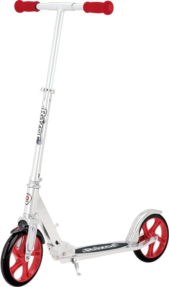 Razor A5 Lux Kick Scooter for Kids Ages 8+ - 8" Urethane Wheels, Anodized Finish Featuring Bold Colors and Graphics, for Riders up to 220 lbs (Red)