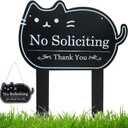 No Soliciting Sign for House Funny Metal No Soliciting Yard Sign, Two Methods to Use,No Solicitation Sign for Home and Business(Black, Cat)