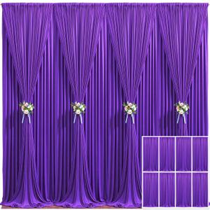 8 Panels Purple Backdrop Curtain for Parties Wedding Wrinkle Free Purple Photo Curtains Backdrop Drapes Fabric Decoration for Birthday Party Photography 40ft(W) x 10ft(H)