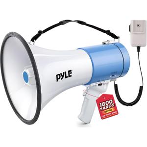 PylePyle Portable Megaphone Bullhorn Speaker - 50W, 1200 Yard Range, Built-in Siren, Adjustable Volume Control and Microphone, Perfect for Outdoor Sports, Cheerleading, Safety Drills, and More, 9.2 X 13.4 X 8.1