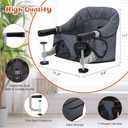 Hook On High Chair, Portable Foldable Clip On Baby Travel High Chair, Lightweight Feeding Seat with Storage Bag, BPA-Free Safety Harness for Home Restaurant (Grey)
