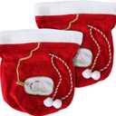 Christmas Gift Bags, Santa Gift Bags, Set of 2 Santa Bags, Fabric Gift Bags, Large Gift Bags, Reusable Christmas Bags, Christmas Gift Bag Set, Red Gift Bags,2 Count(Pack of 1)