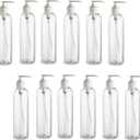 Natural Farms 12 Pack  8 oz -Clear Cosmo Plastic Bottles  White Pump - for Essential Oils, Perfumes, Cleaning Products
