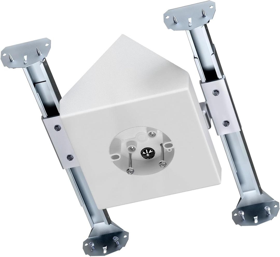 Ceiling Fan Box, 14.5 Cubic-inches Adjustable Fan and Light Fixture Mounting Box, Ceiling Fan Mounting Bracket,Fits Cathedral Ceiling Angles of 80or Up, 1-Pack, White