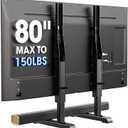 AX WABER Universal TV Stand, Table Top TV Stand Base Wobble-Free Replacement for Most 24 to 80 Inch LCD LED TVs, 7 Height Adjustable TV Legs Hold up to 150lbs, Max VESA 800x500mm, Black AX10TB02