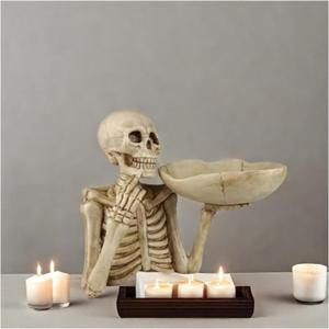 Halloween Candy Dish Decor Bowl - Christmas Skull Bowl Candy Box,Christmas Resin Skeleton Hands Candy Dishes, Snack Tray Tabletop Storage Box for Decor Table Centerpieces Fruit Plate (A)