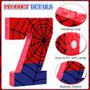 Simgoing Number 7 Spider Web Piñata Bundle with Blindfold Small Piñata for Kids Birthday Party Decoration Mexican Fiesta Cinco De Mayo Anniversary Celebration Gift, 15.75 x 11 x 2.8 In (Red Blue)