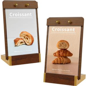 2 Pack Mini Tabletop Sign Holder 4X6 Acrylic Sign Display Vertical for Stall Store/Hotel/Restaurant Counter Office Event Name/Number Holder