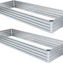 Meberam 2 Pack 6x1.5x1FT Galvanized Raised Garden Beds Kit Outdoor Metal Gardening Planter Box for Vegetable Elevated Flower Herbs,Silver