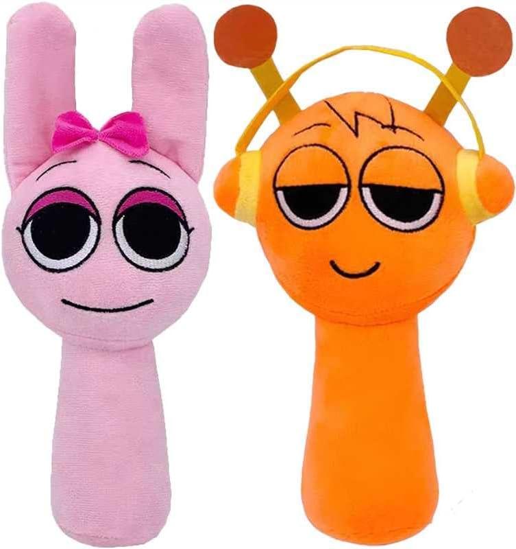 Sprunky Plush Toys(2Pcs), 8 Inch Soft Stuffed Plushies for Boys & Girls, Cute Game Inspired Plush Doll, Fun Birthday Gift, Toys for Collectors & Fans, Home & Party Decor (Orange+Pink)