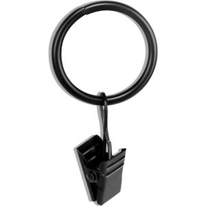 30 PCS 1-Inch Black Clips Curtain Ring for Curtain Rod, This Small Drapery Curtain Hooks with Clips Hook Fit Up to 0.4~0.75 -inch Drapery Panel