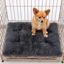 Small Dog & Cat Bed, Washable Warm Winter Fluffy Heated Calming Dog Crate Bed for Small Size Pets, Supportive Plush Crate Pad for Dogs (18 * 12", Dark Grey)